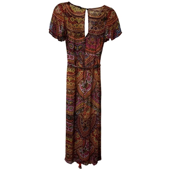 Anthropologie Akemi + Kin Red Orange Boho Maxi Dress Size 2Sleeveless Patterned - Picture 6 of 9